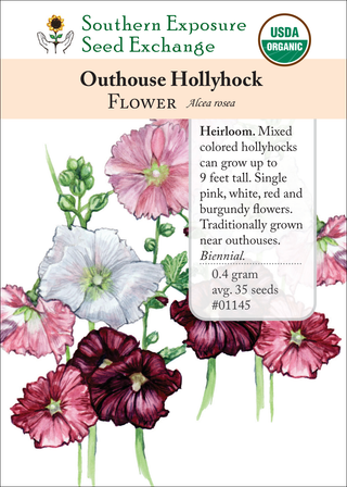 01145 outhouse hollyhock flower